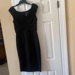 Xscape Black Midi Cocktail Dress